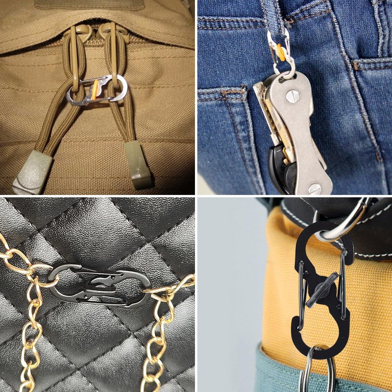 Pack of 12 Mini Carabiner Keychains, Zipper Anti-Theft Buckle, Backpack