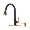Black and Gold Kitchen Faucet with Soap Dispenser, WOWOW Stainless