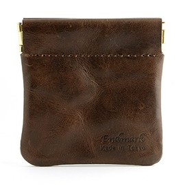 (EndMark) Genuine Leather Coin Case, Bag Type, Made in Japan, dark brown