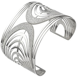 Jobo Women's Bangle / Open Bangle Made of Stainless Steel with Glitter Effect Bracelet Wide, Stainless Steel, without stone