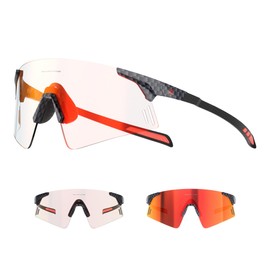 KAPVOE Dimmable Sports Sunglasses, Cycling, Running, Baseball, Tennis, Mountain Climbing, High Performance Carbon Temple, Ultra Lightweight TR90 Frame, Next Generation PC Dimmable Lens, UV400, UV