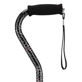 NOVA Designer Walking Cane with Offset Handle, Lightweight Adjustable Cane with Carrying Strap, Cane for Men and Women, Walking Canes for Balance, Leopard Design