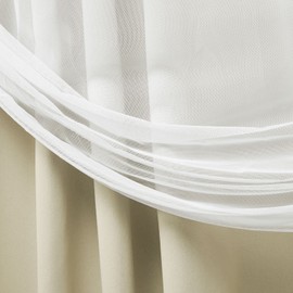 Exclusive Home Curtains Exclusive Home Catarina Layered Solid Room Darkening Blackout and Sheer Hidden Tab/Rod Pocket Top Curtain Panel Pair, 52x84, Sand 2 Count