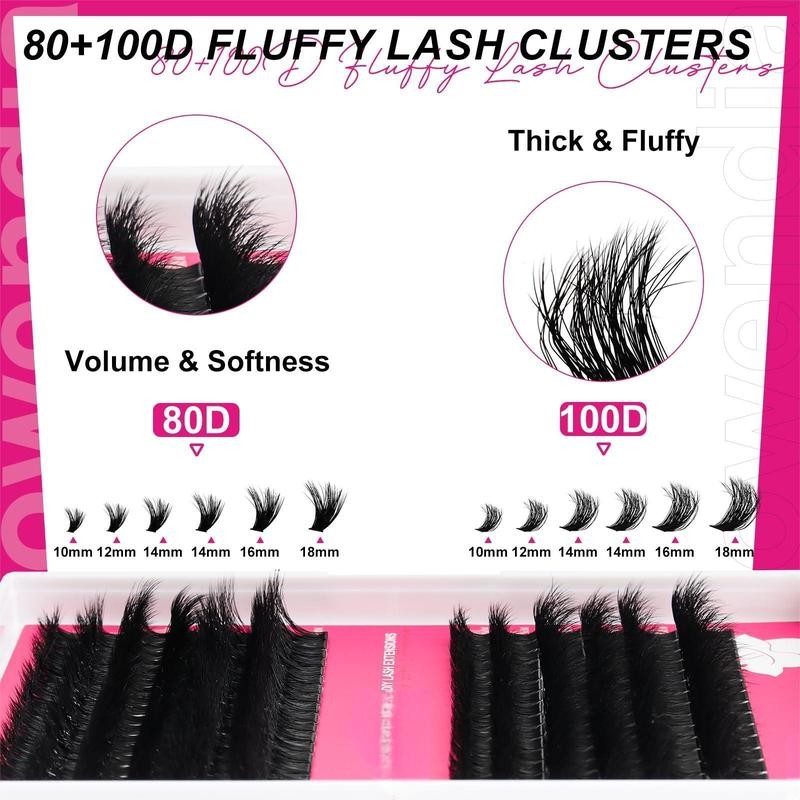 DIY Lash Clusters Kit Fluffy 80D 100D Individual Lashes D