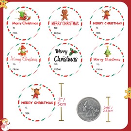 G2PLUS 120PCS Christmas Gift Name Stickers, 6 Styles Merry Christmas Stickers, 2'' Round Christmas Gift Stickers, Christmas Gift Tag Stickers, Xmas Santa Claus Label Stickers for Cards Envelope Seals