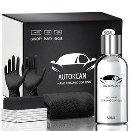Autokcan Nano Ceramic Coating for Cars, 10H High Gloss 50ML Anti-Scratch SiO2 Ceramic Coating High Hydrophobic Mirror Paint Sealant Protection with Gloves