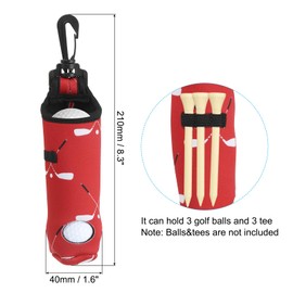 PATIKIL Golf Ball Carry Bag, Golf Tee Holder Pouch Portable Neoprene Golf Ball Holder with Clip for Men and Women, Red