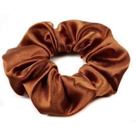 Mytoptrendz® Plain Satin Hair Scrunchies Ponytail Hair Tie Traceless Luxurious Bobbles Classic Hair Accessory (Light brown)