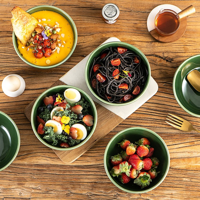 vicrays Ceramic Cereal Bowls Set - Porcelain 26 Ounce Soup