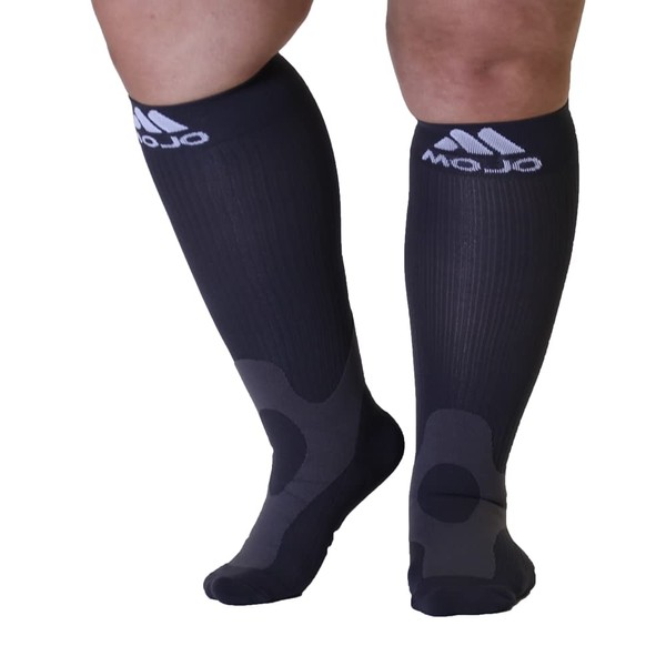 Mojo Compression Socks 20-30mmHg – Unisex, Knee High Graduated Support for Leg Swelling, Athletes, Nurses, Travelers, Post-Surgery & Lymphedema Relief - Wide Calf & Plus Size Options"