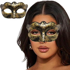 Generic Janylin Vintage Masquerade Mask Women Roman Soldier Mask Venetian Mardi Gras Rave Phantom Opera Eyemask (Gold)
