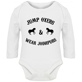 Hippowarehouse Jump Oxers Wear Jodhpurs Baby Vest Bodysuit (Long Sleeve) Boys Girls White