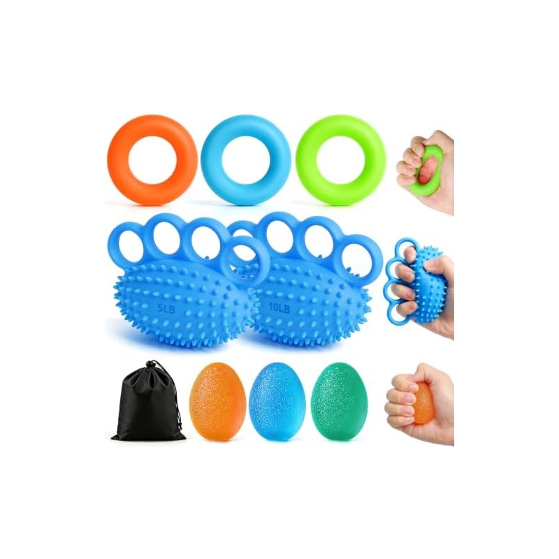 9 Pcs Ejercitador de Agarre, Ejercitador de Mano