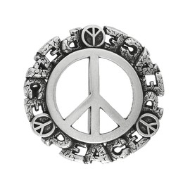 Cowboy Craft Unique Biker Buckle Antique Peace Sign Engraved Buckle Fits 1-1/2"(38mm) Wide Belt