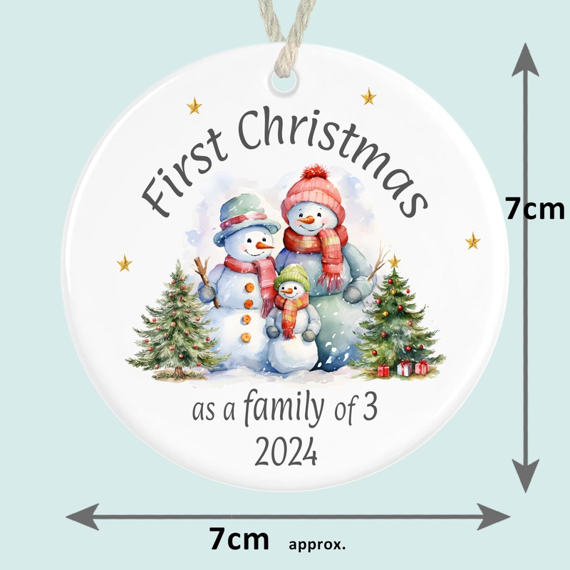 First Christmas as a Family of 3 Ceramic Ornament, Xmas