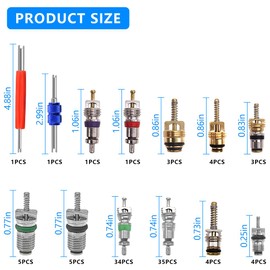 TSUGAMI 102PCS Car Air Conditioner Valve Cores Kit, A/C R12 R134a Refrigeration Valve Stem Core with Double Head Dual Dismantling Installer Tool, Auto Accessories Universal for Most Cars