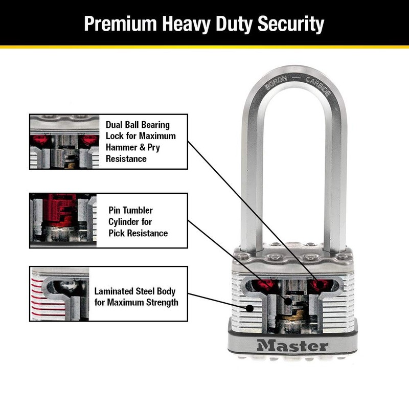 Master Lock M5XQLJ Magnum Heavy Duty Outdoor Padlock with Key,