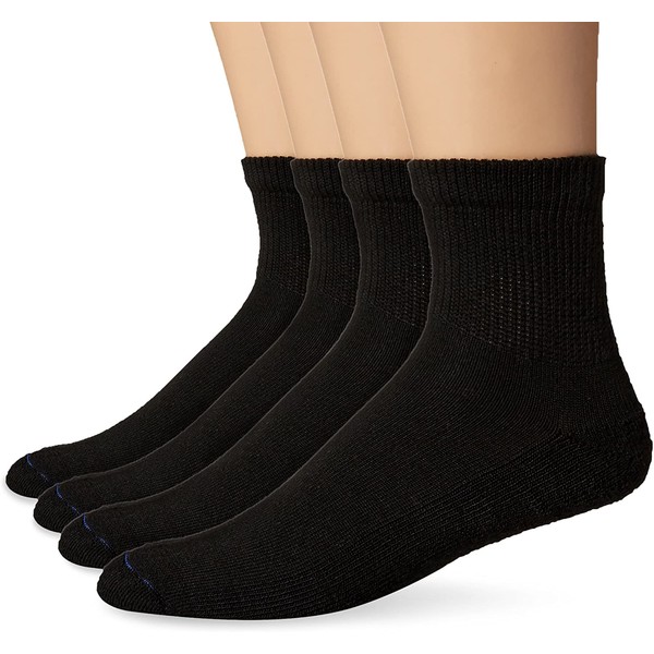 Dr. Scholl's Men's 4 Pack Diabetic and Circulatory Non Binding Ankle Casual Sock, Black, Shoe Size 7-12 US