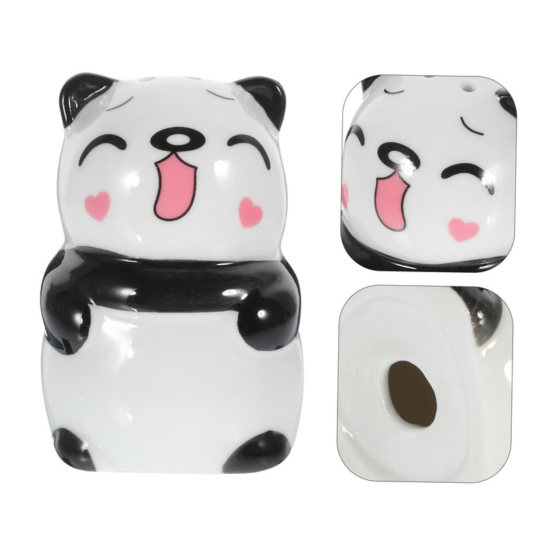 COLLBATH Panda Shape Ceramic Spice Jar Salt Pepper Dispenser Set