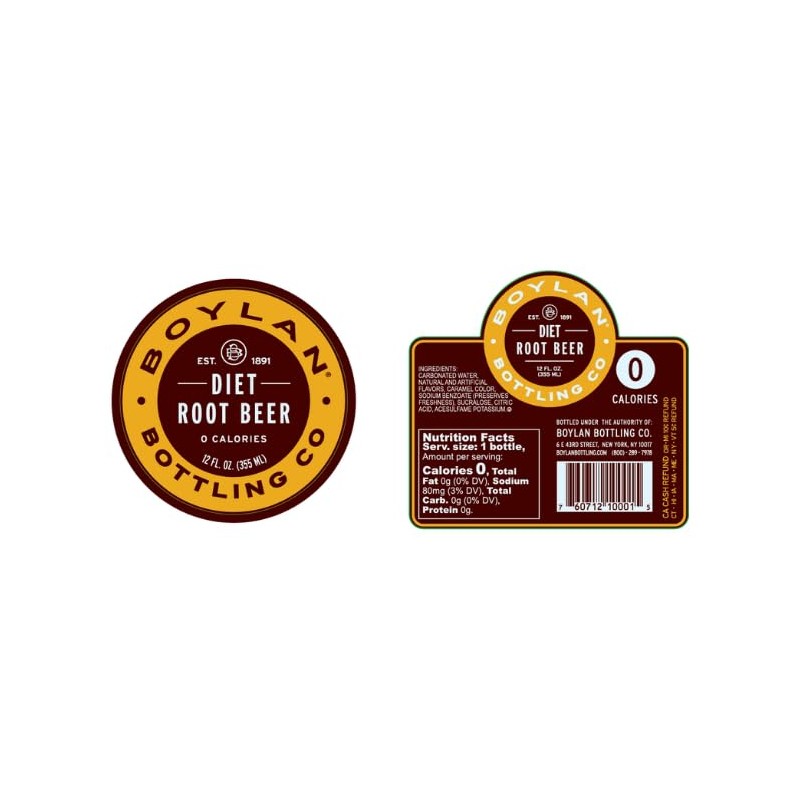 Boylan Bottling Craft Diet Root Beer 12oz Glass Bottle (12