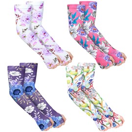 Mukum 4 Pairs Gardening Sleeves Arm Protection for Women with Thumb Hole Sun Sleeves Cooling Arm Sleeves for Women Men Outdoor