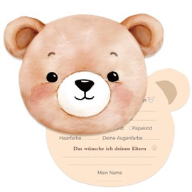 Pack of 20 Baby Shower Guessing Game Cards to Fill in, Baby Shower Games, Gender Reveal Party for Girls and Boys, Decoration, German Wishes, Baby Shower Typing Cards as a Gift, Baby Shower Party