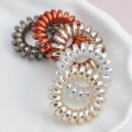 Colored hair tie, mark-free telephone cord, glossy hair accessory, hair tie, spring fashion / 컬러 헤어끈 자국없는 전화선 유광 헤어악세사리 머리끈 스프링 패션