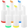 6 Pcs Plastic Colorful Juice Pour Bottle Containers, 34 oz