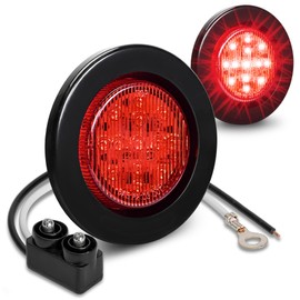 TRUE MODS 2pc 2.5" 12V Red Round LED Clearance Side Marker Lights [DOT FMVSS 108] [SAE P2] [Reflector Lens] [Grommet & Plugs] [Flush-Mount] [Waterproof IP67] for Boat Trailer Semi Truck RV Peterbilt