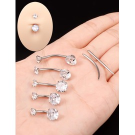 Boernfnso Internally Threaded Belly Button Rings Surgical Stee, Extra-Long & Short Simple Belly Rings, 14G Belly Piercing Jewelry,Navel Piercing Jewelry for Women Men 6mm 8mm 10mm 12mm 14mm 16mm