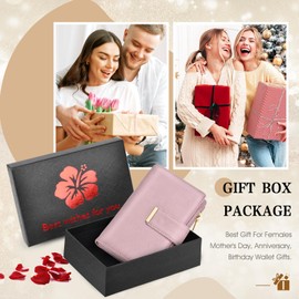 BKNOOU Small Wallets for Women RFID Blocking Leather Wallet Ladies Wallet Card Holder Compact Bifold Wallet with Coin Pocket