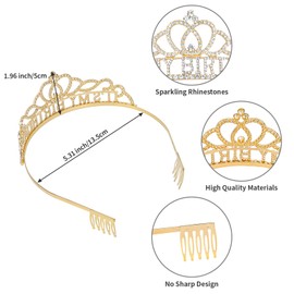 Araluky Birthday Tiara - Gold Crown for Girls & Women, Perfect for Parties & Gifts