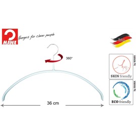 MAWA Pack of 10 Clothes Hangers Space Saving Non-Slip Top Hangers for T-Shirts and Sweaters, 360° Rotation, High Quality Non-Slip Coating, 36 cm, White