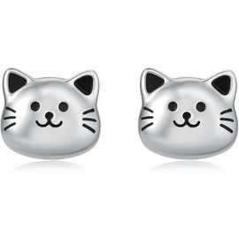 arete de plata de ley 925 con diseño de gato hipoalergénico para gatito, joyería para amantes de los gatos, regalos para mujeres