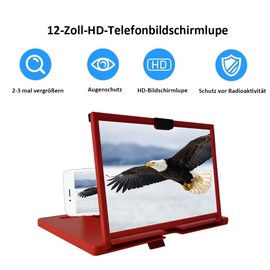 Fengshengli 12'' Cell Phone Screen Magnifier, 3D HD Phone Expander Foldable Screen Enlarger for Movies, Videos, Gaming