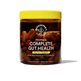 Beekeeper's Naturals Beekeeper's Naturals Complete Gut Health, 3-in-1 Prebiotic, Postbiotic, Probiotics for Digestive Health & Bloating Relief for Women & Men, Propolis Powered, Gluten-Free Vegan Capsules, 60ct