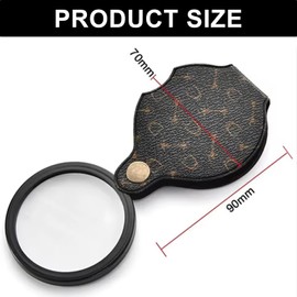 15X Pocket Magnifier 55mm - Mini Portable Handheld Folding Magnifier with Rotating Pattern Protective Case, Suitable for Reading, Inspection, and Detail Observation