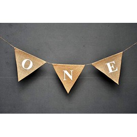 Boston Creative Company 1st Birthday high Chair Banner, ONE Burlap high Chair Birthday Banner, boy Thing, 1st Birthday Party Decor,Rustic Birthday, Woodland or Safari Jungle Theme Highchair Banner