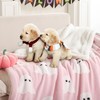Smoofy Throw Blanket Halloween Blanket with White Ghost Pink Throw