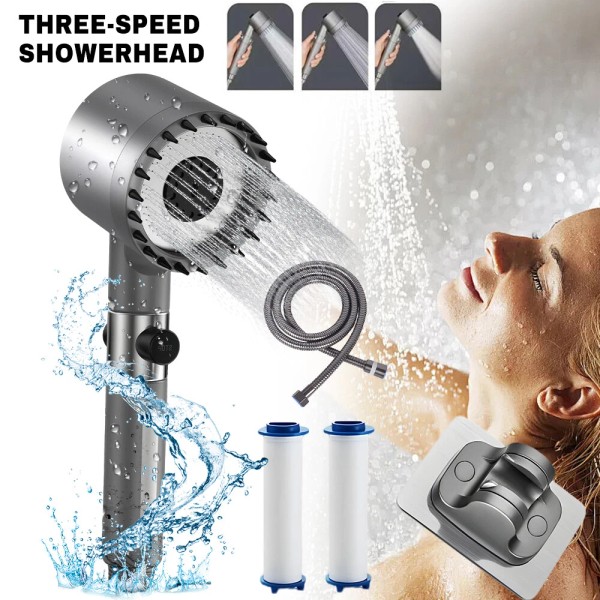 KEPEAK High Pressure Handheld Filtered Shower Head 3 Spray Modes