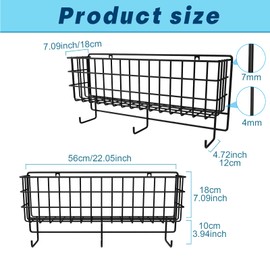 Tandefio 2 Pcs Basket & Tack Rack for Horse Hanging Bridle Rack with Basket Hanging Wire Basket with Tack Hook Hangers Wall Mounted Multi Use Stable Organizer Key Organizer Rack for Stable Saddle