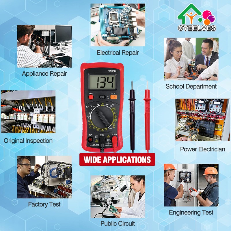 Pocket Digital Multimeter, Multifunction Battery Tester with LCD Backlight Display,