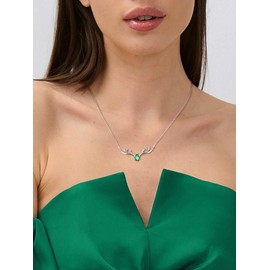 Silvora 925 Sterling Silver Deer Antler Necklace, Antler Deer Jewelry Antler Pendant Choker Birthstone Necklace Christmas Jewelry for Women