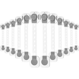 Fursafe&Q Child Safety Cabinet Proofing, Baby Cabinet Locks Adhesive Adjustable Child Safety Strap Locks Drawer Fridge Ovens Toilet Latches No Screws for Furniture Kitchen 12Pack