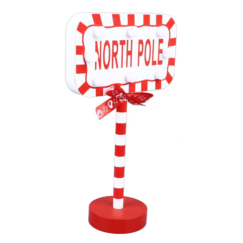 Christmas Stop Here Decor Metal Solid Wood LED Delicate Santa