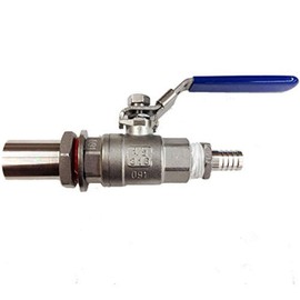 Bev Rite No Weld Homebrew Kettle Valve Conversion Kit , Ball Valve with Bulkhead and 1/2" nipple - Brass