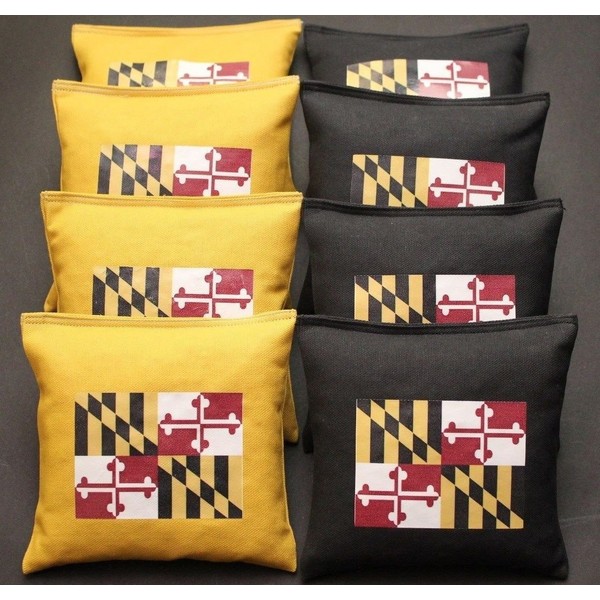 Maryland Flag Cornhole Bean Bags Gold & Black ACA Regulation Game Toss Bags