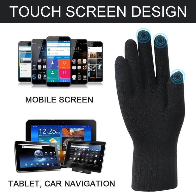 Cadimus Women's Winter Touchscreen Gloves, Thickened Winter Gloves, Double Layer