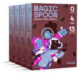 Magic Spoon Cereal, Cocoa 4-Pack - Keto, Gluten & Grain Free, Low Carb, High Protein, Zero Sugar, Non-GMO Breakfast Cereal