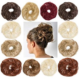 KOKO WOMENS WAVY SYNTHETIC HAIR SCRUNCHIE ELASTIC BAND HAIR PIECE WRAP (Champagne Blonde 613/18)